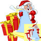 Vector happy Santa Claus and snowman decorate the  - 1