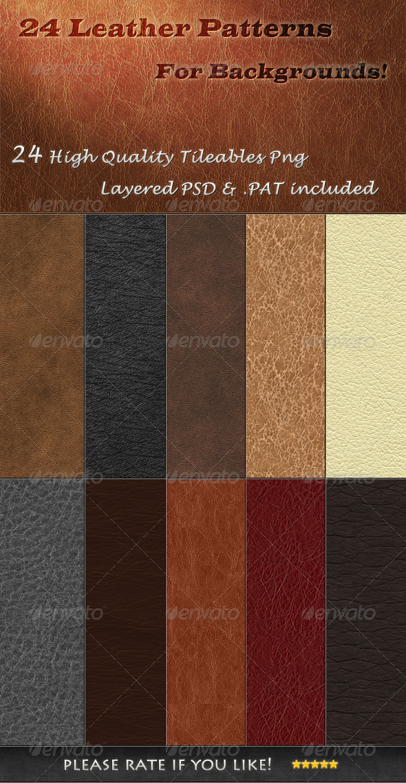 GraphicRiver 24 Tileable Leather Textures 3500995 GraphicRiver 24 Tileable Leather Textures 3500995