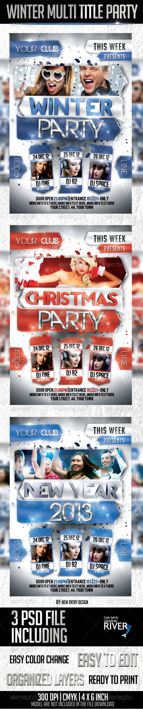 GraphicRiver Winter Multi Title Party Flyers Template 3501434 GraphicRiver Winter Multi Title Party Flyers Template 3501434