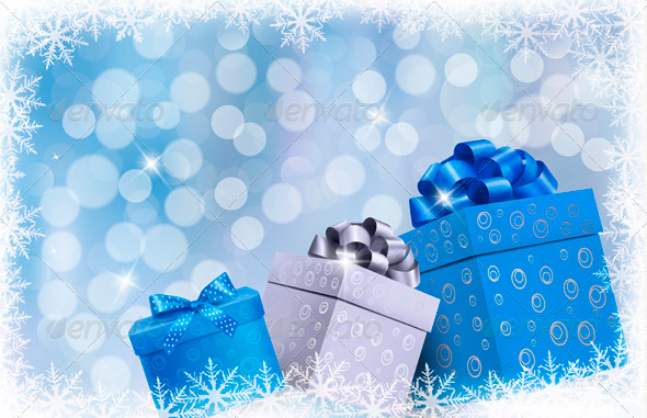 GraphicRiver Christmas Blue Background with Gift Boxes 3502677 GraphicRiver Christmas Blue Background with Gift Boxes 3502677