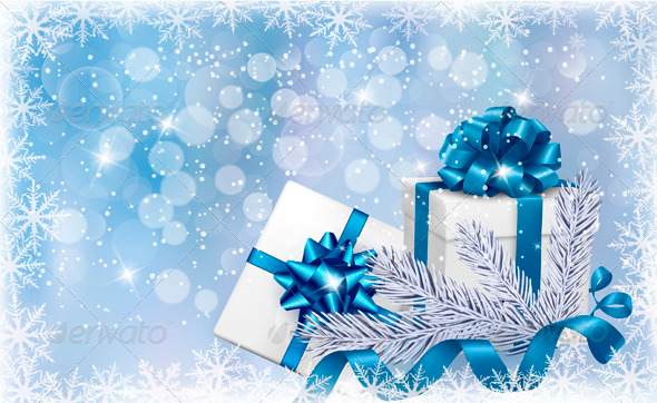 GraphicRiver Christmas Blue Background with Gift Boxes 3502724 GraphicRiver Christmas Blue Background with Gift Boxes 3502724
