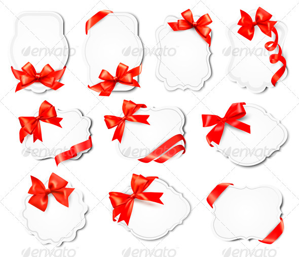 GraphicRiver Set of Beautiful Cards with Red Gift Bows 3502735 GraphicRiver Set of Beautiful Cards with Red Gift Bows 3502735