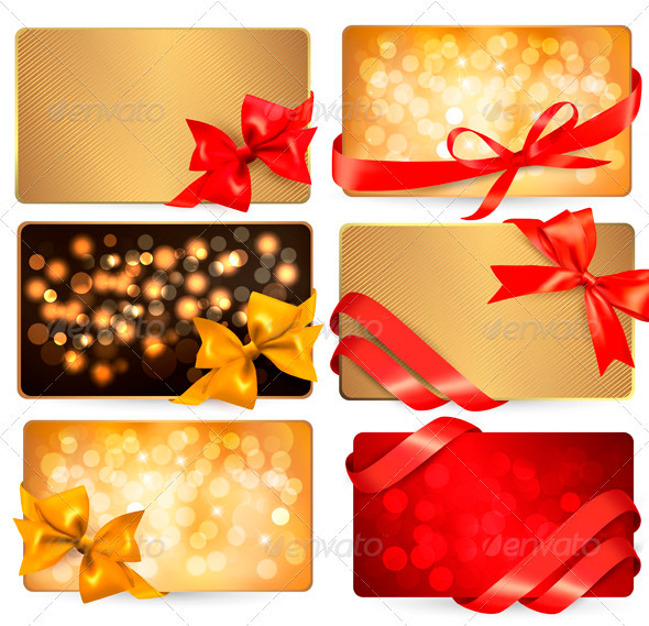 GraphicRiver Set of Beautiful Cards with Red Gift Bows 3502738 GraphicRiver Set of Beautiful Cards with Red Gift Bows 3502738