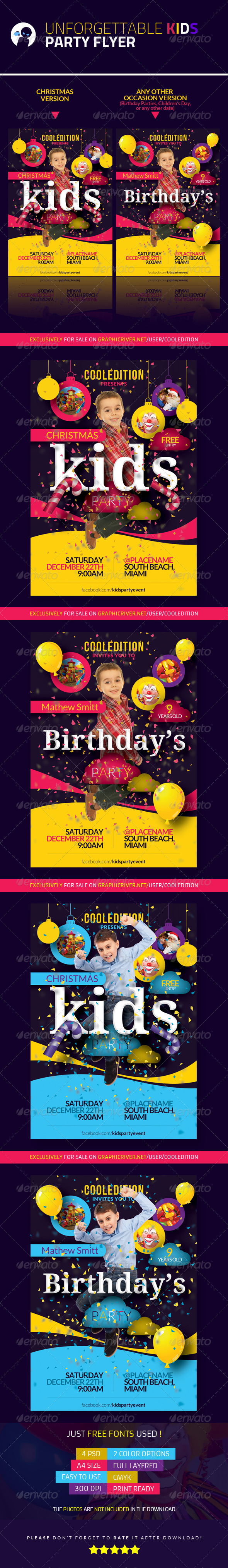 Unforgettable Kids Party Flyer - Clubs & Parties Events