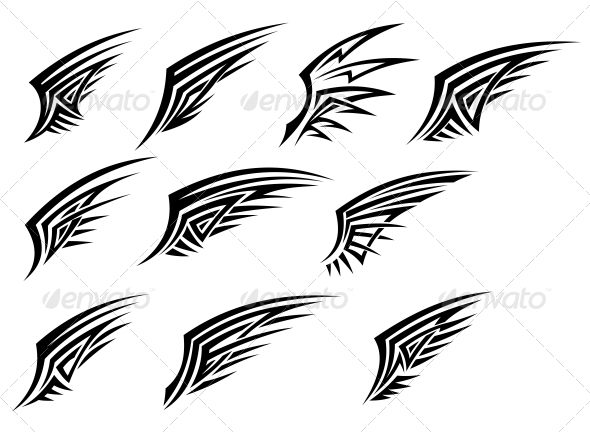 GraphicRiver Set of Black Tribal Wing Tattoos 3525034 GraphicRiver Set of Black Tribal Wing Tattoos 3525034