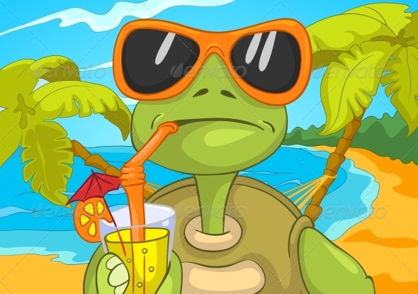 GraphicRiver Funny Turtle Drinking Cocktail 3531190 GraphicRiver Funny Turtle Drinking Cocktail 3531190