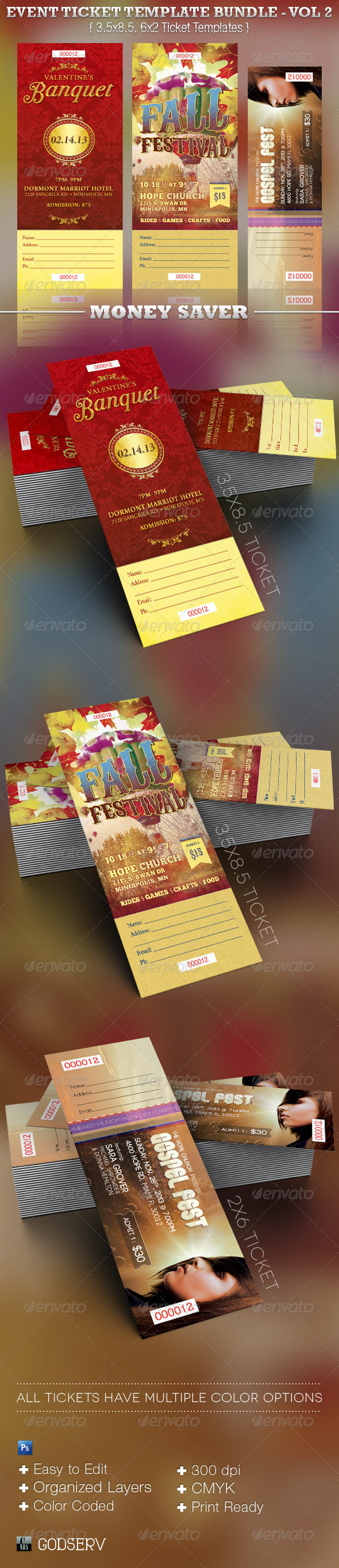 Event Ticket Template Bundle - Volume 2 - Miscellaneous Print Templates