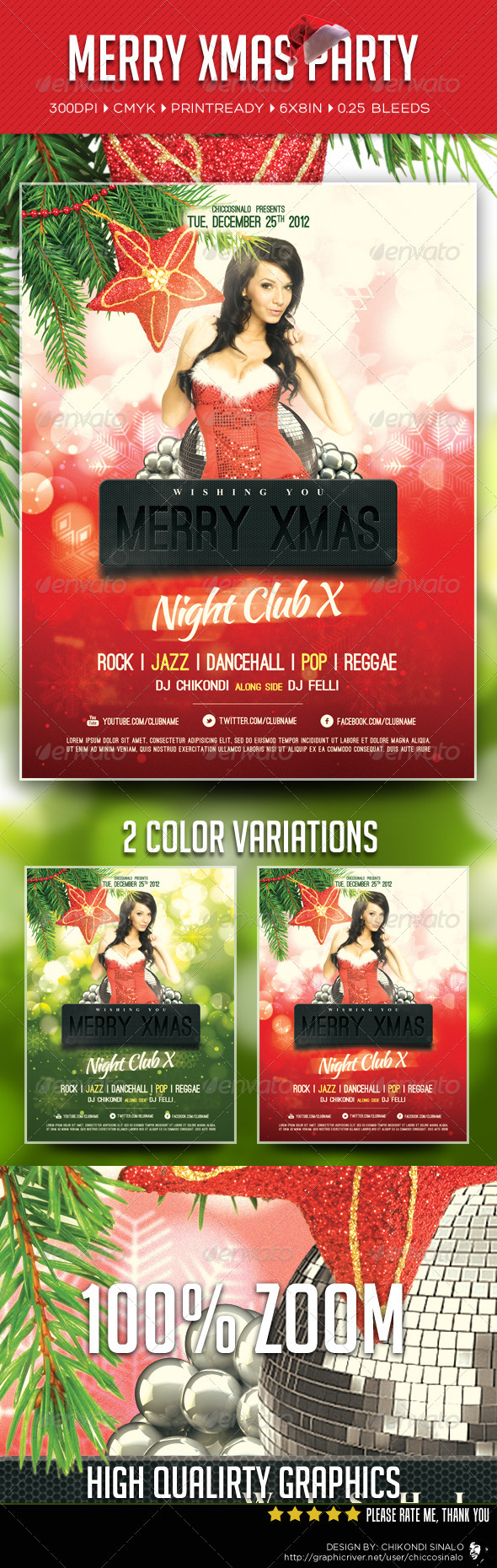 Merry Xmas Party Flyer Template - Holidays Events