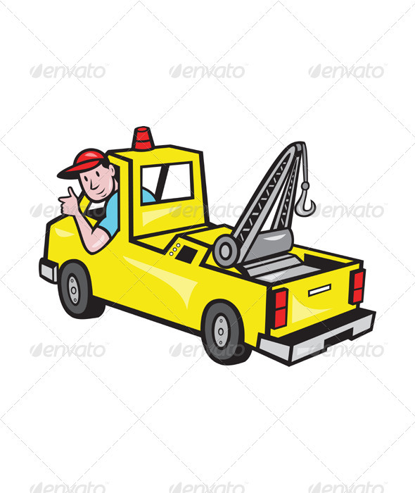 GraphicRiver Tow Wrecker Truck Driver Thumbs Up 3533441 GraphicRiver Tow Wrecker Truck Driver Thumbs Up 3533441