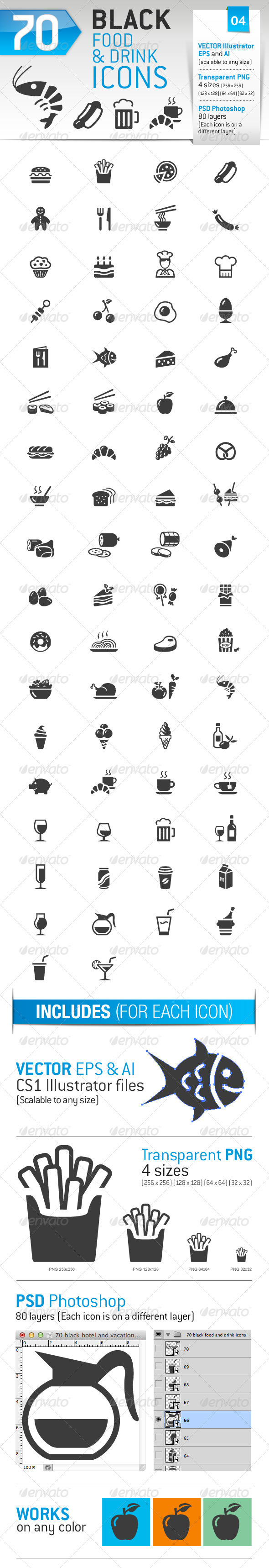 GraphicRiver 70 Food and Drink Icons 3543222 GraphicRiver 70 Food and Drink Icons 3543222