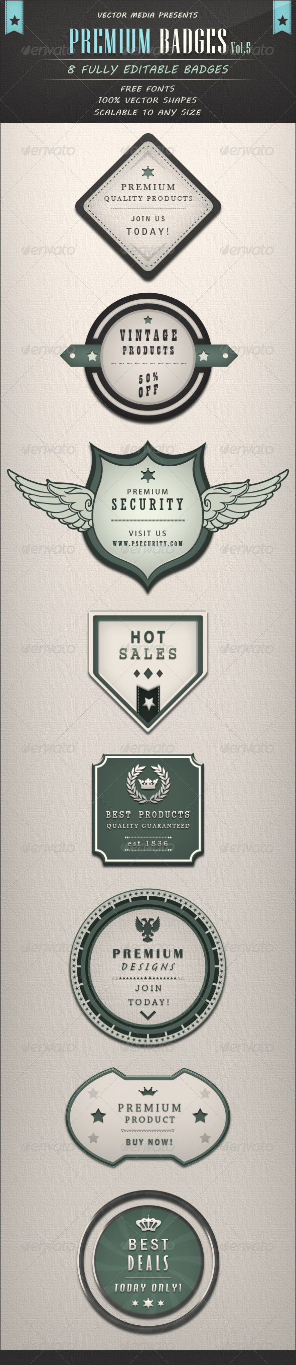 Premium Badges - Vol.5 - Badges & Stickers Web Elements