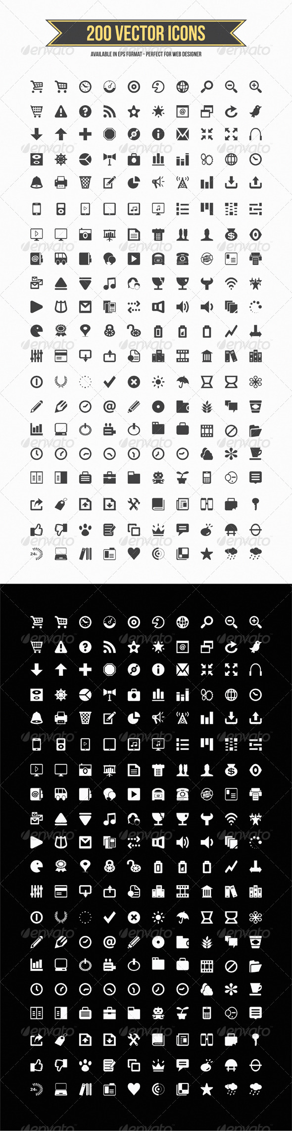 GraphicRiver 200 Vector Icons 3546593 GraphicRiver 200 Vector Icons 3546593