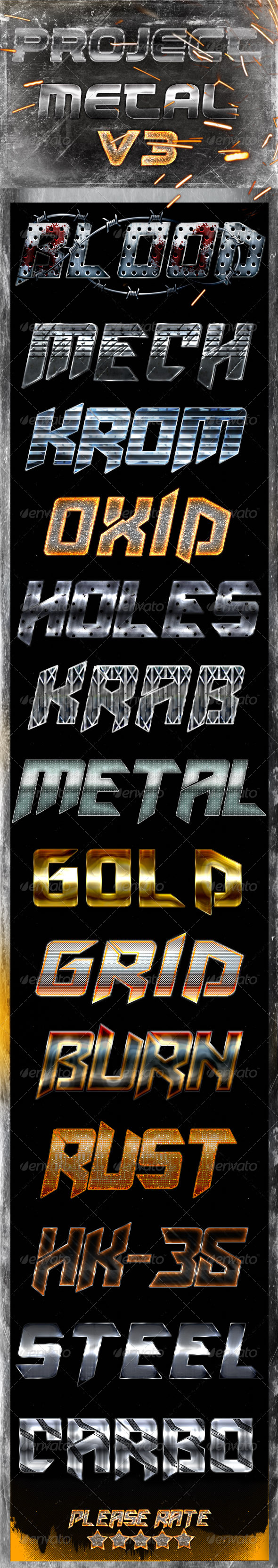 Project Metal V3 - Photoshop Text Styles - Text Effects Styles