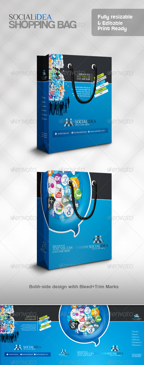 Socialide Multipurpose Social Media Shopping Bag - Packaging Print Templates