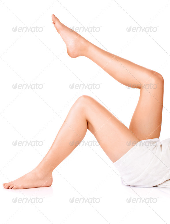 female legs and towel - Stock Photo - Images