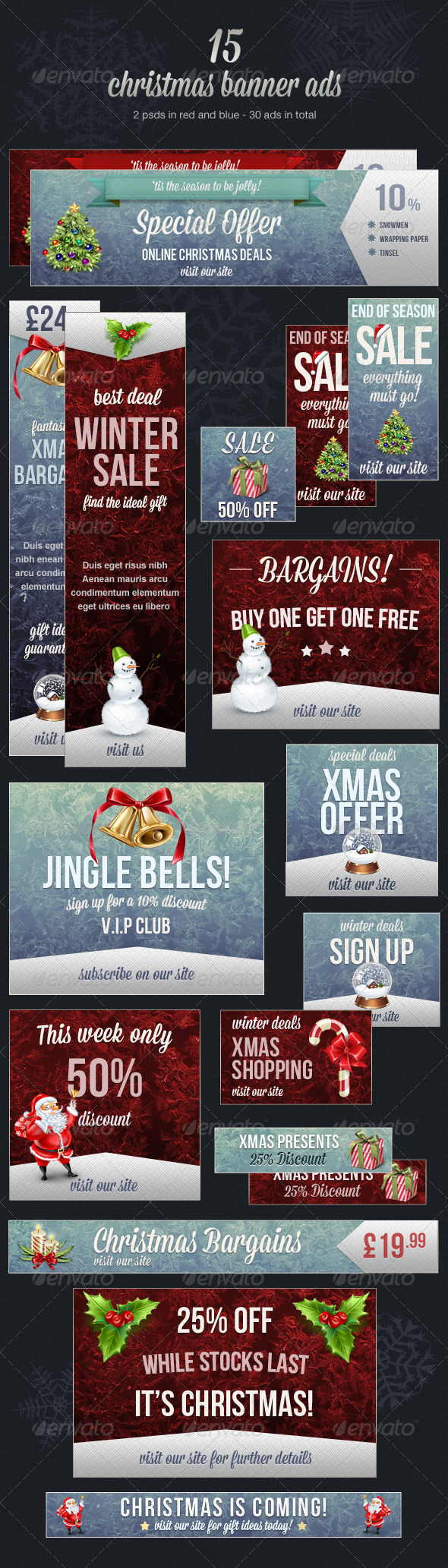 Christmas Web Banner Ads - Banners & Ads Web Elements
