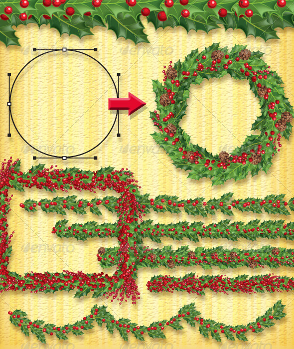 Christmas Holly Brush - Brushes Illustrator