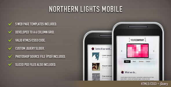 Northern Lights HTML Template (Mobile) - Mobile Site Templates