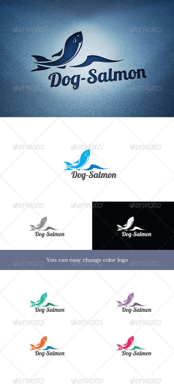 Dog-Salmon - Animals Logo Templates