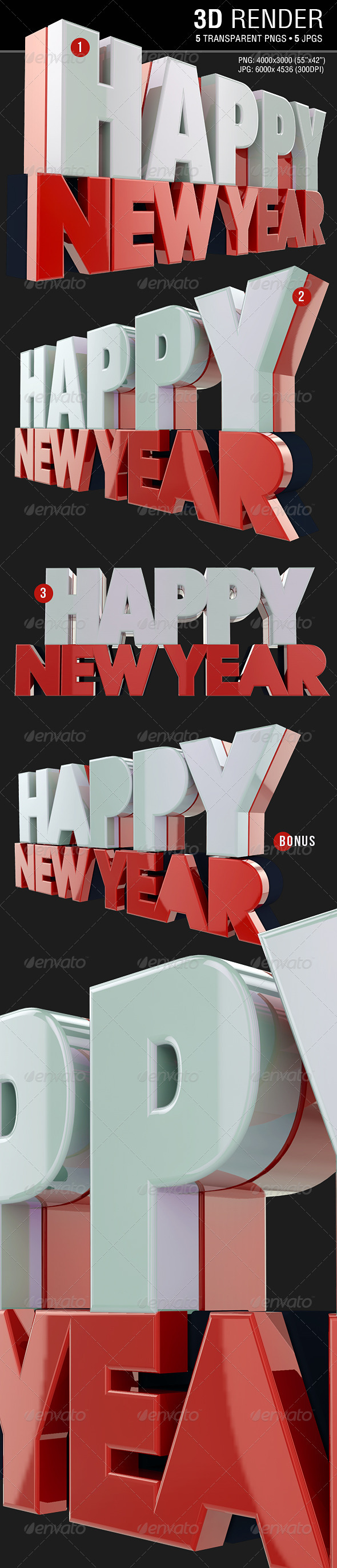 GraphicRiver Happy New Year 3D Render 3574038 GraphicRiver Happy New Year 3D Render 3574038