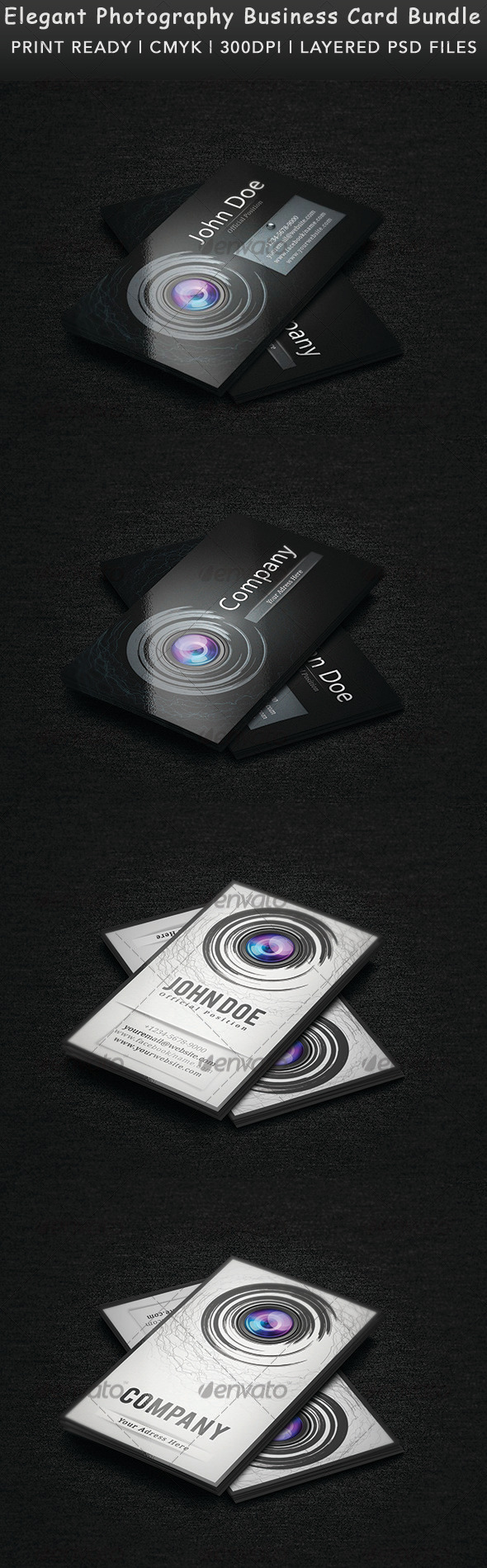 Elegant Photography Business Card Bundle - Creative Business Cards