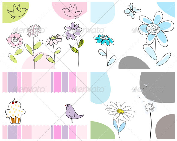 GraphicRiver Sketched Greeting Card Set 3551424 GraphicRiver Sketched Greeting Card Set 3551424