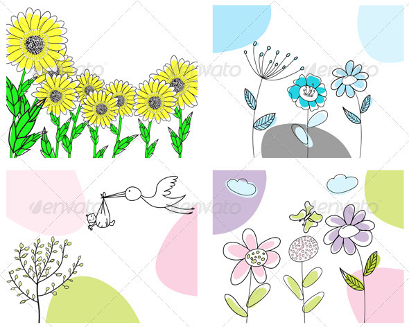 GraphicRiver Sketched Greeting Card Set 3551461 GraphicRiver Sketched Greeting Card Set 3551461