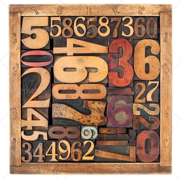 number abstract in wood type - Stock Photo - Images