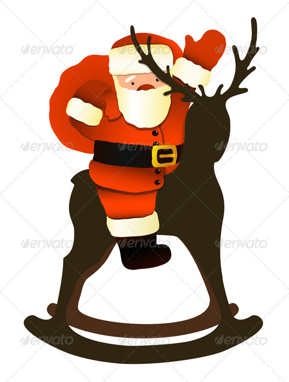 GraphicRiver Santa Sitting on Toy Rocking Reindeer 3582148 GraphicRiver Santa Sitting on Toy Rocking Reindeer 3582148