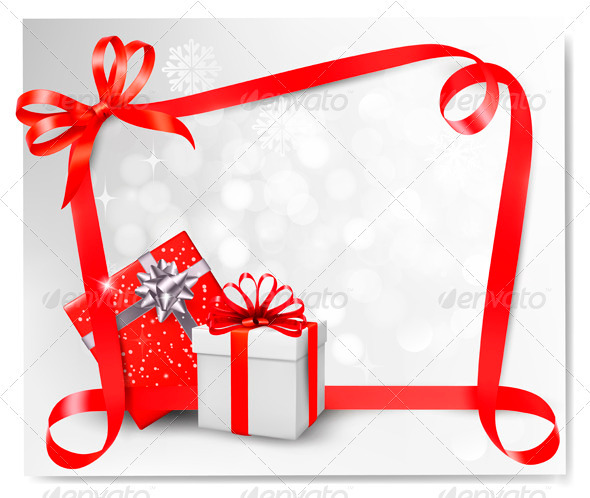 GraphicRiver Holiday Background with Red Gift Bow with Gift Box 3583116 GraphicRiver Holiday Background with Red Gift Bow with Gift Box 3583116