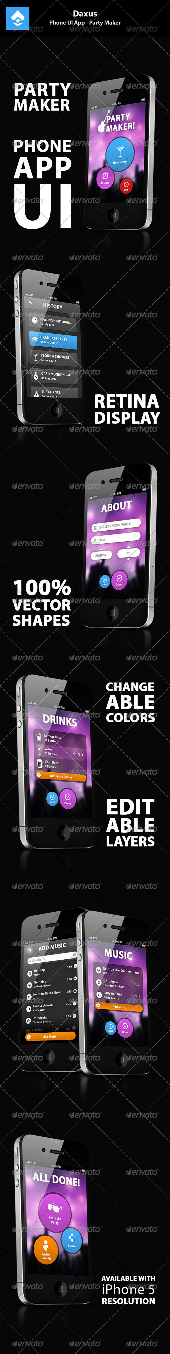 GraphicRiver Phone UI App Party Maker 3497795 GraphicRiver Phone UI App Party Maker 3497795