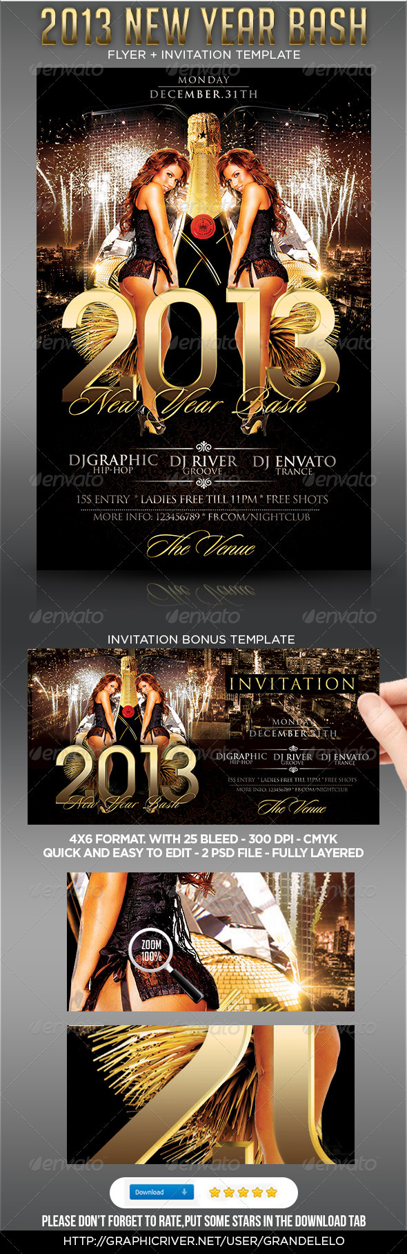 2013 New Year Party Flyer Template - Clubs & Parties Events