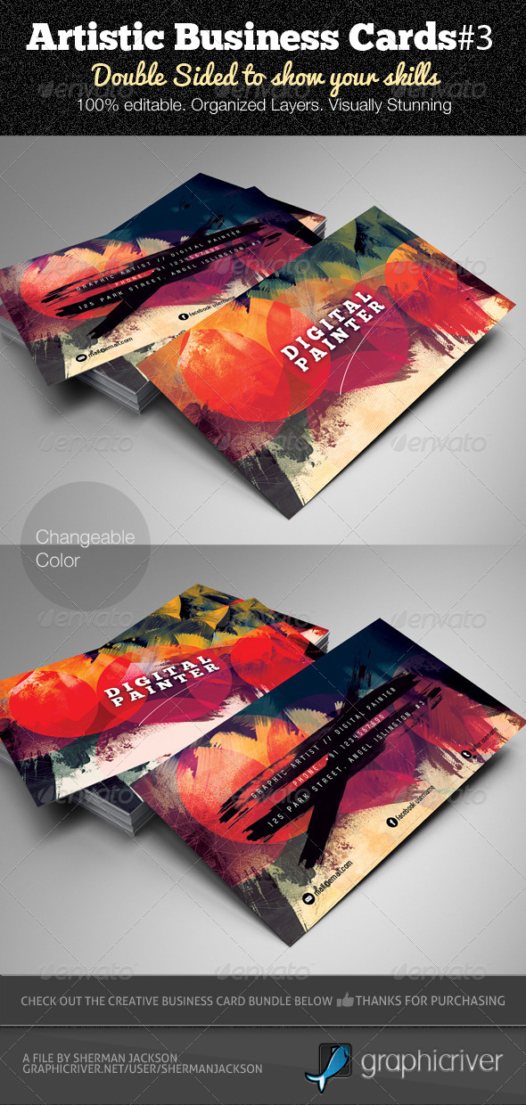 Artistic Business Card#3 PSD Template - Creative Business Cards