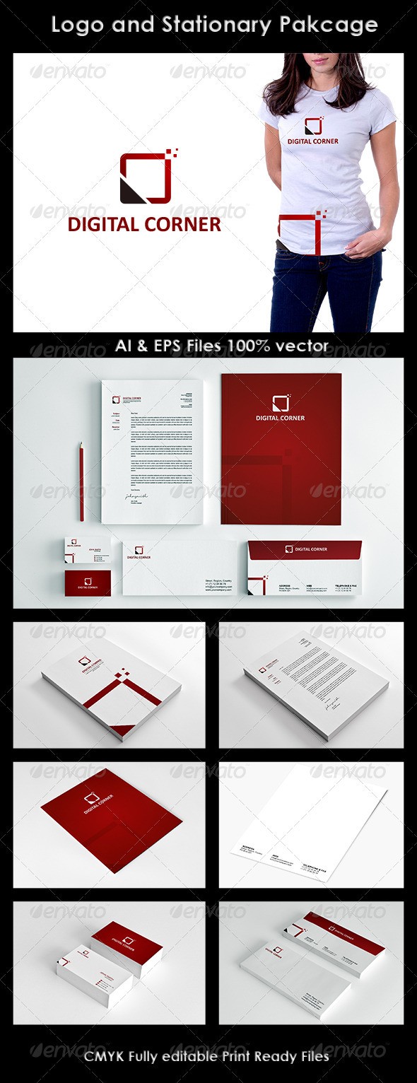 Digital Corner Logo and Corporate Identity - Stationery Print Templates