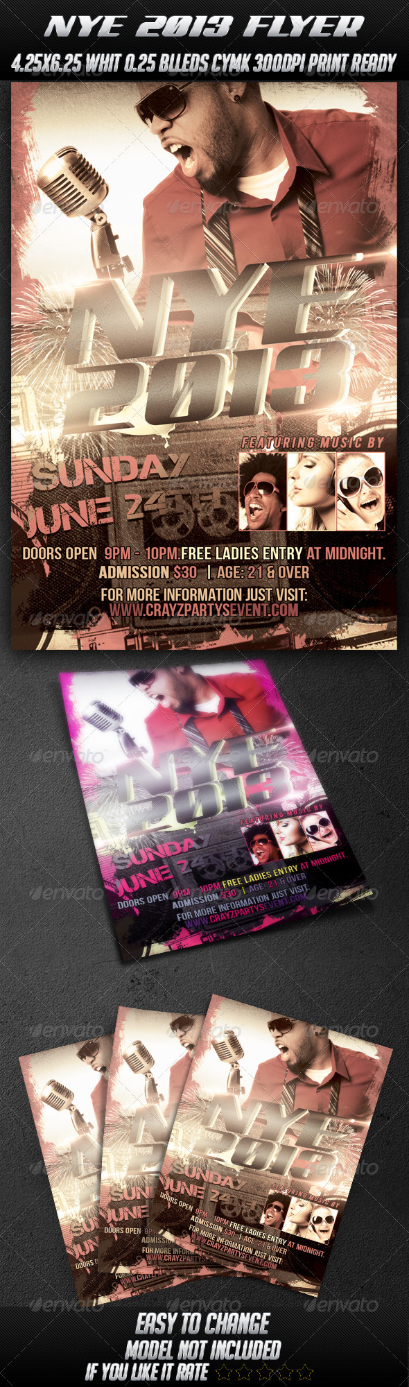 Nye 2013 Flyer template - Clubs & Parties Events
