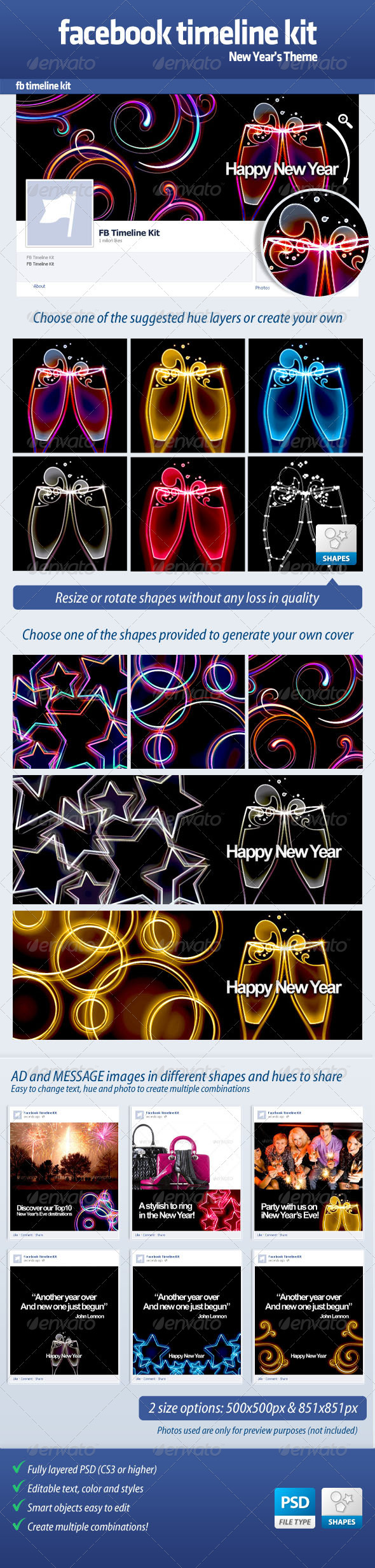 GraphicRiver FB Timeline Kit New Year 3600597 GraphicRiver FB Timeline Kit New Year 3600597