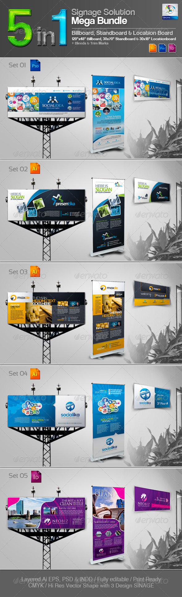 5 in 1 Signage Solution Mega Bundle - Signage Print Templates