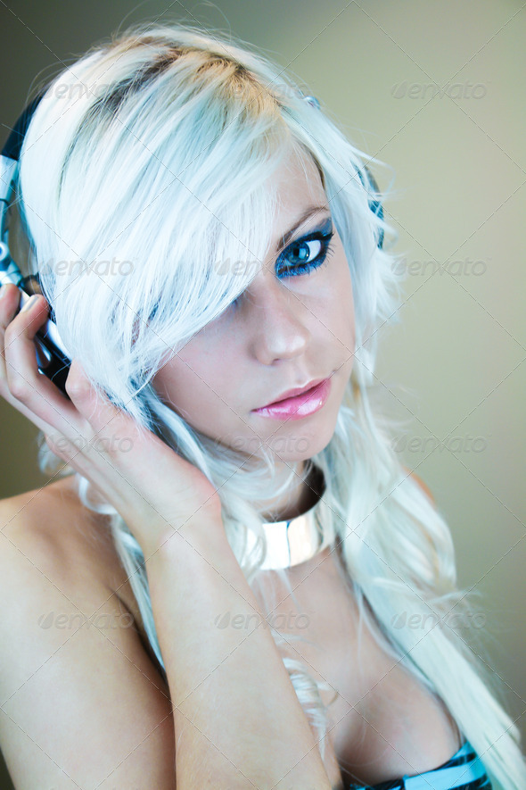 Sexy Blue Eyes DJ - Stock Photo - Images