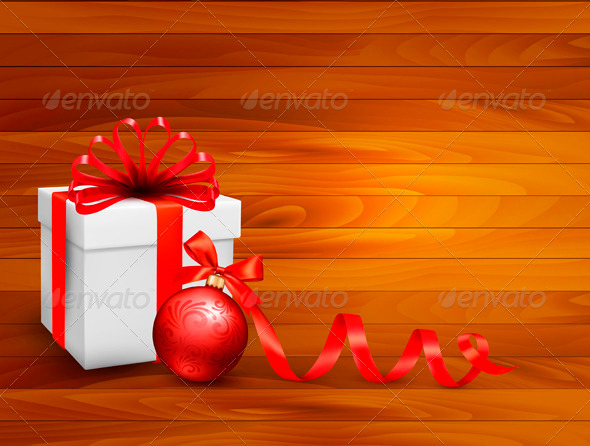 GraphicRiver Holiday Background with Gift Box and Red Ball 3583133 GraphicRiver Holiday Background with Gift Box and Red Ball 3583133