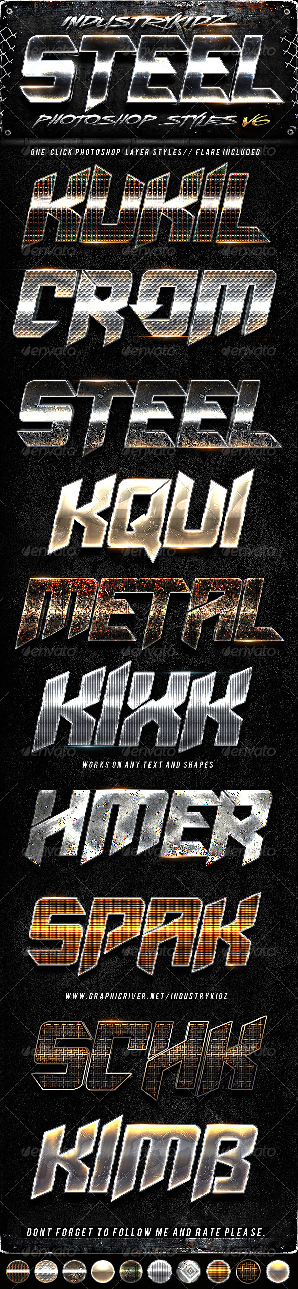 Metal Steel Photoshop Layers Styles V6 - Text Effects Styles