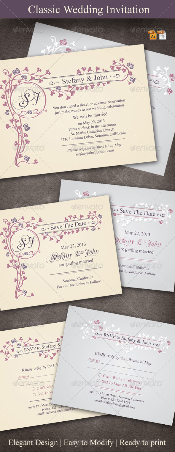 GraphicRiver Classic Wedding Invitation 3614277 GraphicRiver Classic Wedding Invitation 3614277