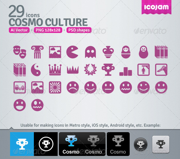 29 AI and PSD Culture Icons - Media Icons
