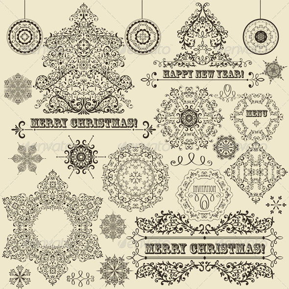 GraphicRiver Vector Vintage Christmas Design Elements 3624146 GraphicRiver Vector Vintage Christmas Design Elements 3624146