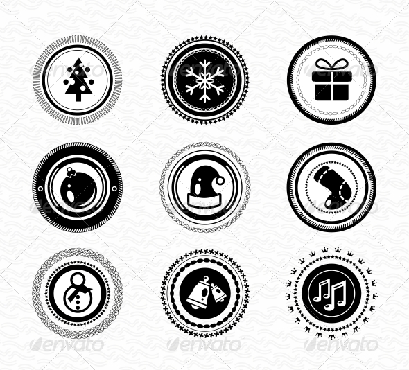 GraphicRiver Set of Vintage Retro Black Christmas Labels 3627846 GraphicRiver Set of Vintage Retro Black Christmas Labels 3627846
