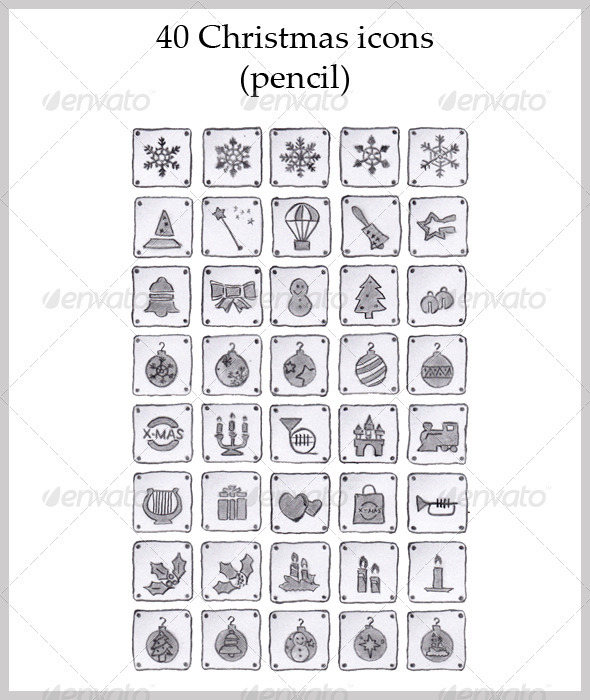 GraphicRiver 40 Christmas Icons black pencil 3638194 GraphicRiver 40 Christmas Icons black pencil 3638194