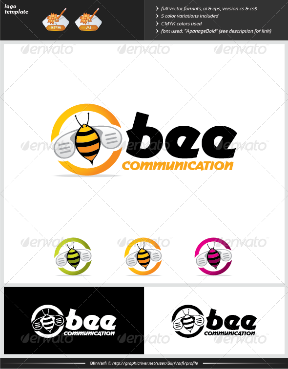 Bee Communication Logo Template - Animals Logo Templates