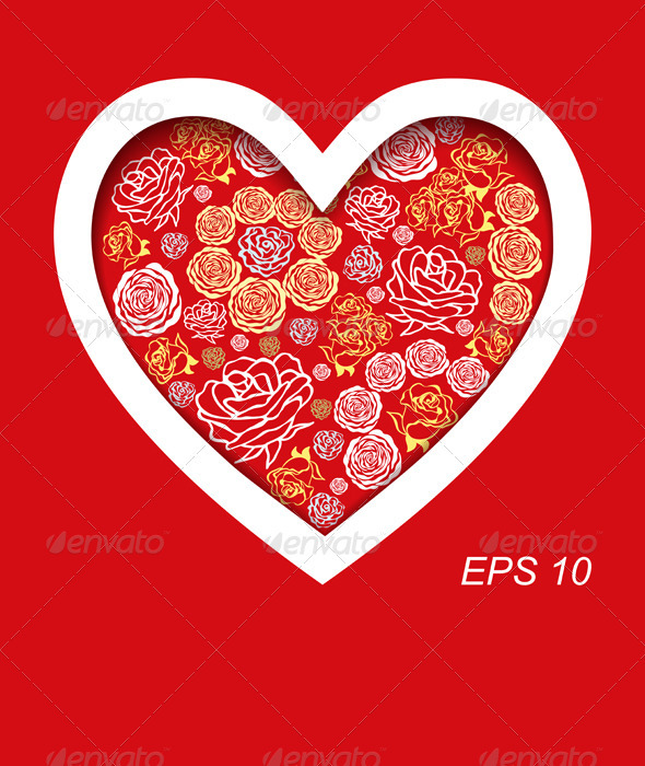 GraphicRiver Vector Red Valentine s Day Card with Flower Hearts 3655961 GraphicRiver Vector Red Valentine s Day Card with Flower Hearts 3655961