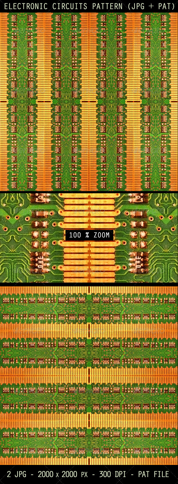 Electronic Circuit Patterns & Backgrounds - Techno / Futuristic Textures / Fills / Patterns