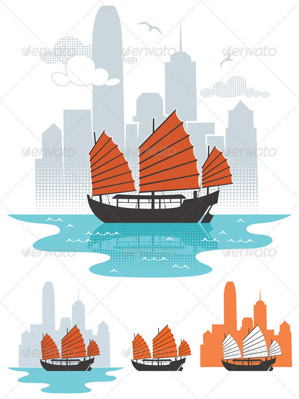 GraphicRiver Hong Kong Boat 3665935 GraphicRiver Hong Kong Boat 3665935