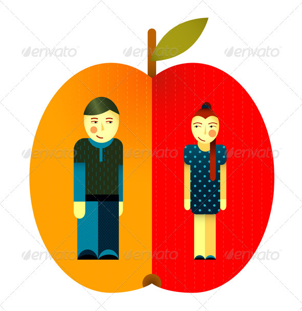 GraphicRiver Young Graphic Couple and Apple 3668105 GraphicRiver Young Graphic Couple and Apple 3668105